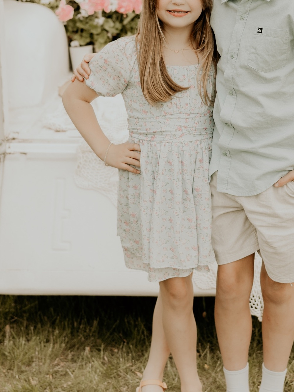 Rare Editions Light Blue Floral Lined Romper Top